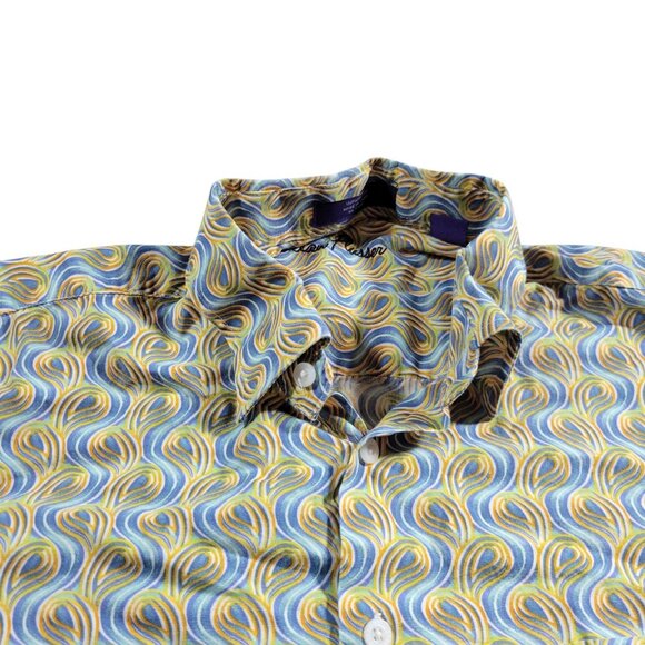 Alan Flusser Shirt Mens Large Geometric Long Sleeve Button Up Colorful Preppy - Picture 1 of 7